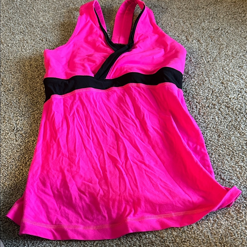 lululemon athletica Pink and Black Tank Top